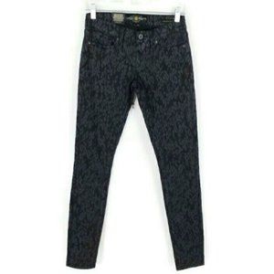 Lucky Brand Charlie Skinny Black Gray Cheetah Print Skinny Jeans Womens 0R/25